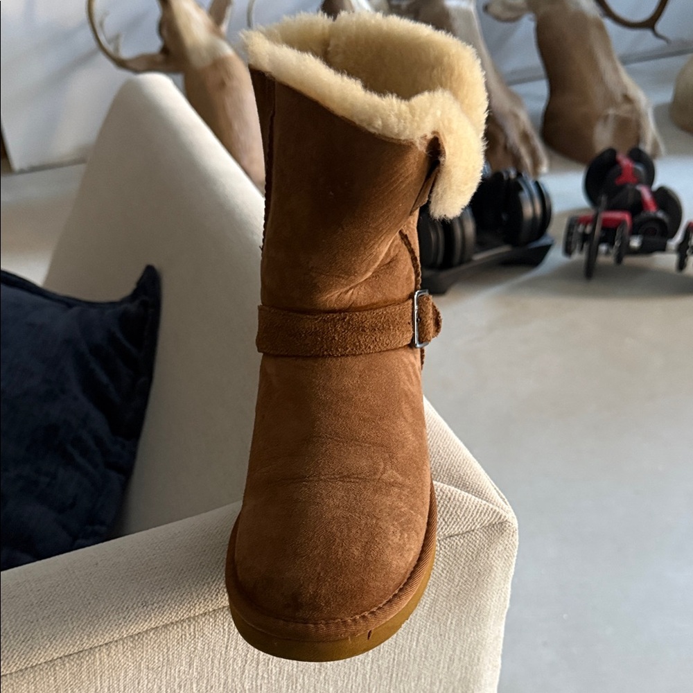 UGG Tan Shearling-Lined Winter Boots